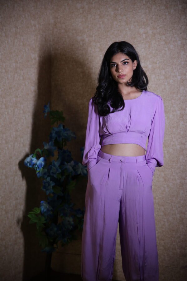 Co-Ord Set Afghani Style in Natural Crepe Lavender - Image 4