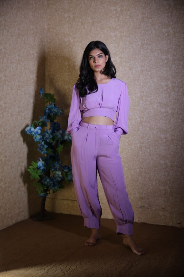 Co-Ord Set Afghani Style in Natural Crepe Lavender - Image 3