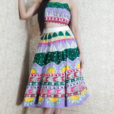 Short Lehanga Hand Painted Motifs in Satin